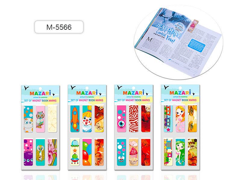 Закладки магнитные для книг ассорти 6 шт. М-5566
