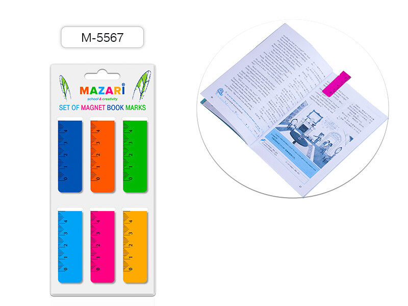 Закладки магнитные для книг ассорти 6 шт. М-5567