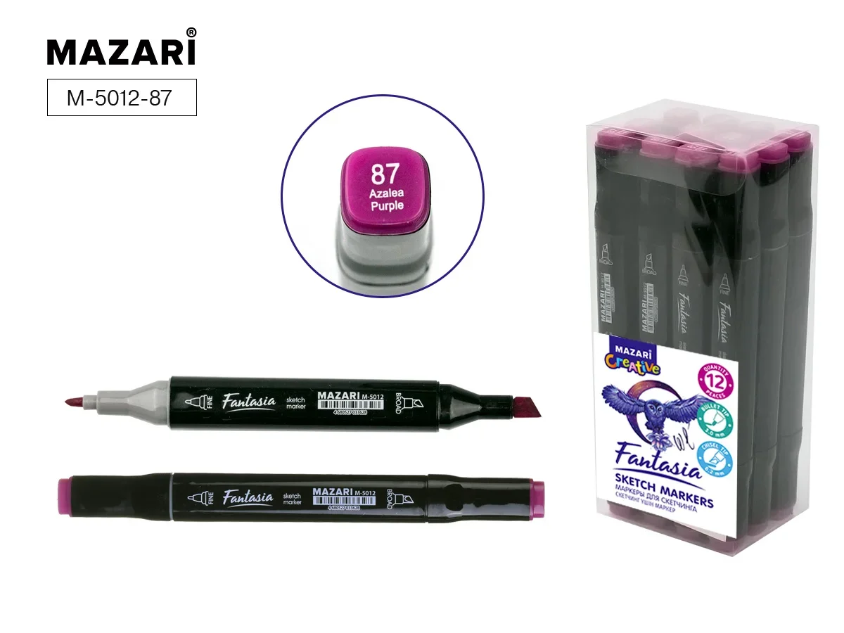 Маркер для скетчинга двусторонний FANTASIA, azalea purple М-5012-87 1/12