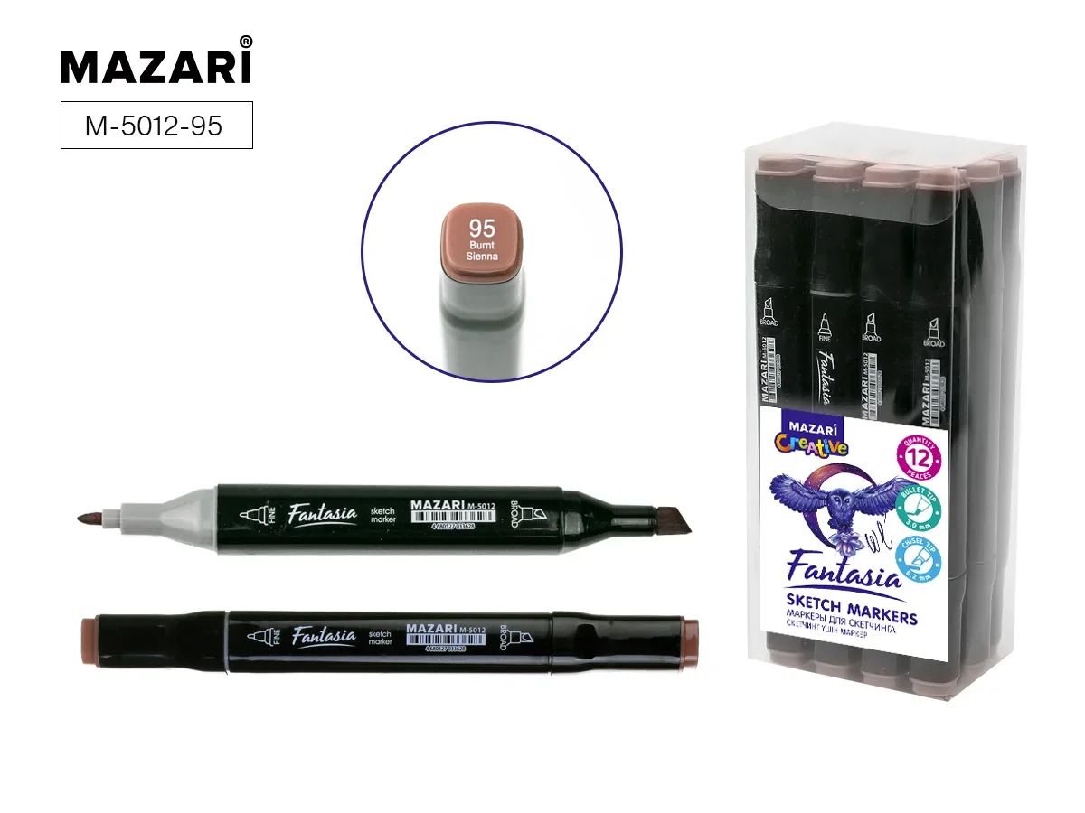 Маркер для скетчинга двусторонний FANTASIA, burnt sienna М-5012-95 1/12
