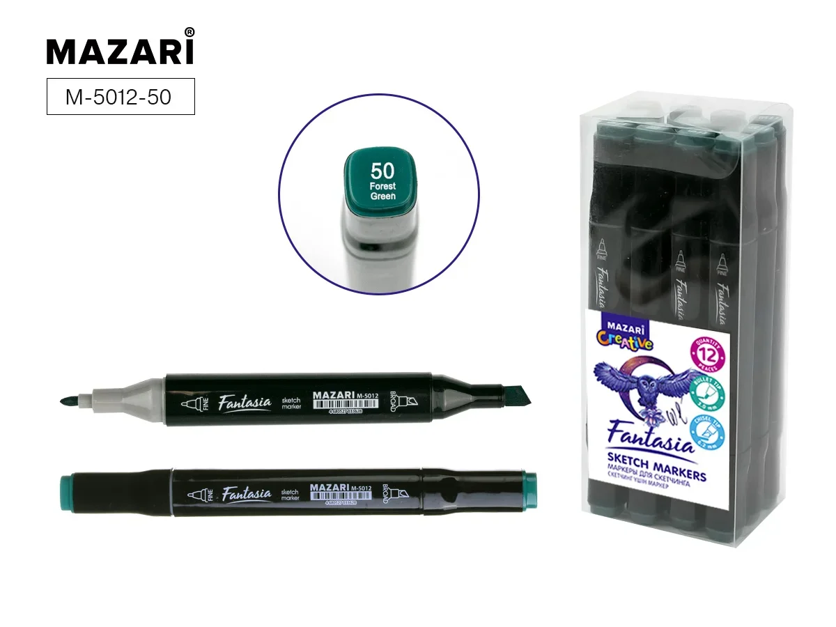 Маркер для скетчинга двусторонний FANTASIA, forest green М-5012-50 1/12