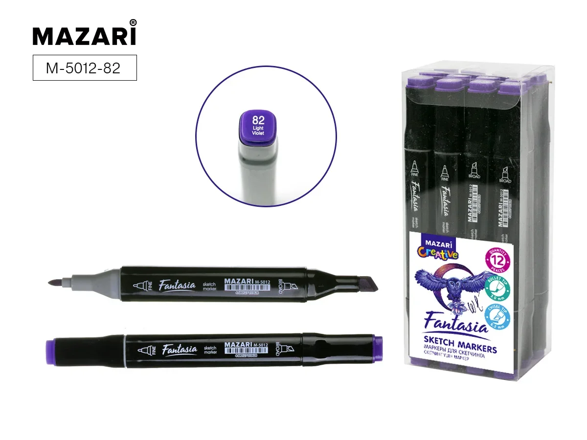 Маркер для скетчинга двусторонний FANTASIA, light violet М-5012-82 1/12