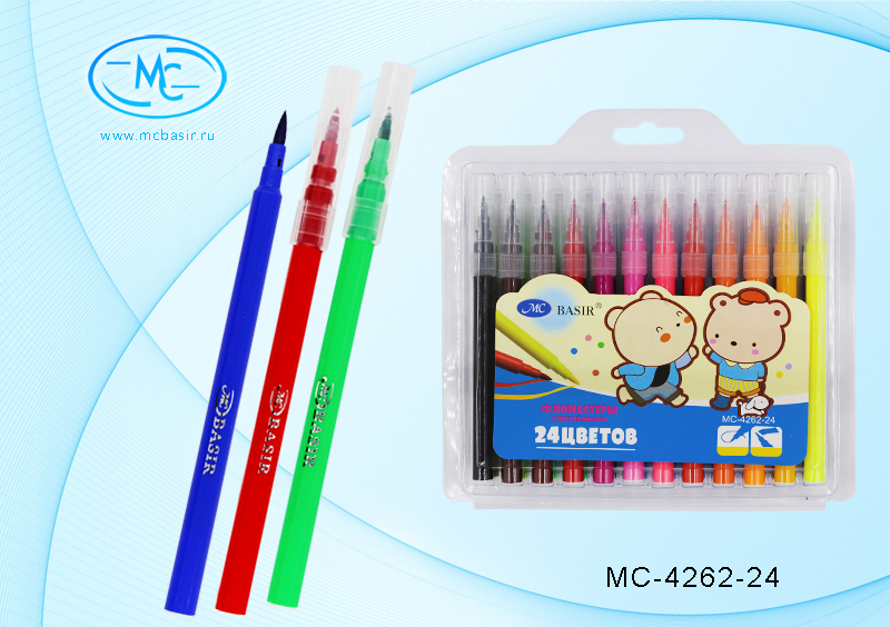 Фломастеры 24цв. "МИШКИ" кисточковые МС-4262-24