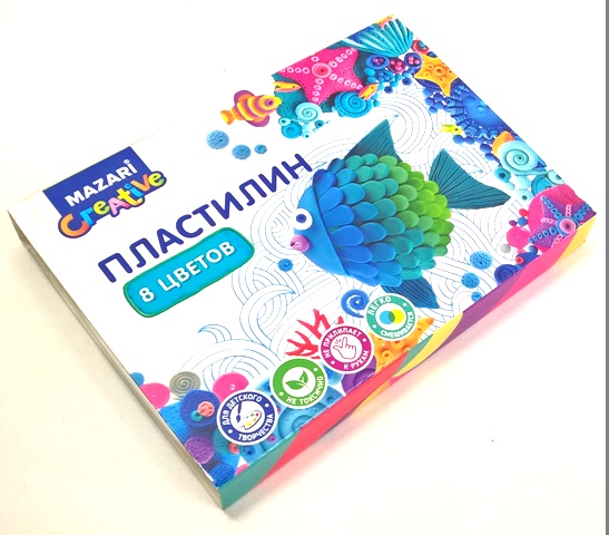 Пластилин 8цв, 160гр классический со стеком М-2145-8 1/23