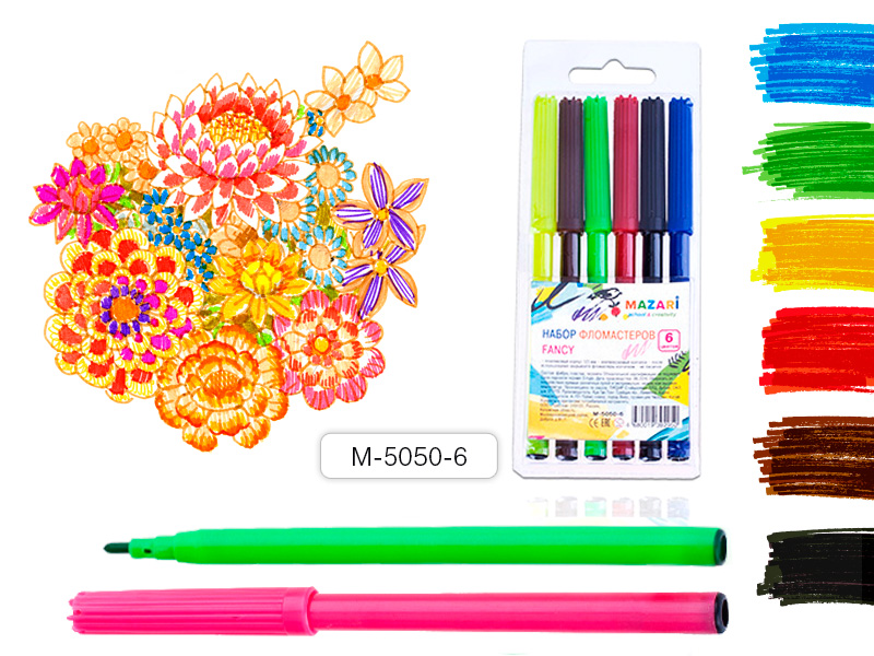 Фломастеры 6цв. "FANCY" вентилир. ПВХ.уп. М-5050-6 1/24