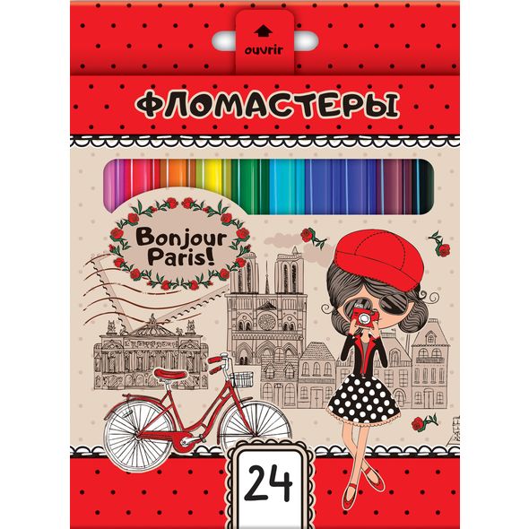 Фломастеры 24 цв. "Парижанка" картон.к. BFk_24116 1/12