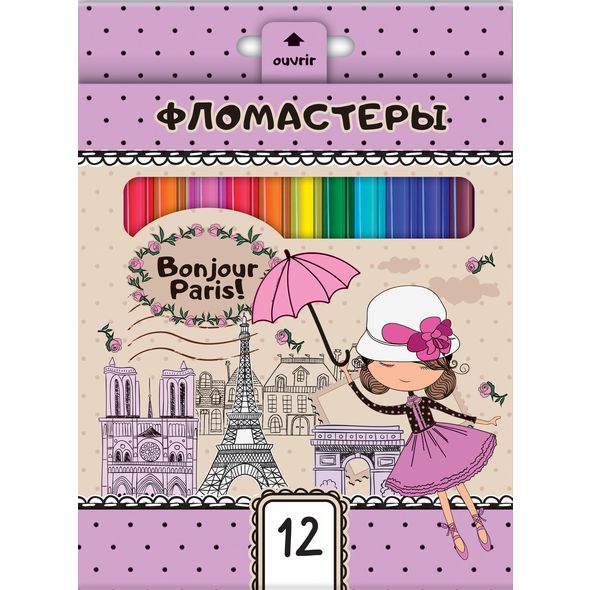 Фломастеры 12 цв. "Парижанка" картон.к. BFk_12116 1/12