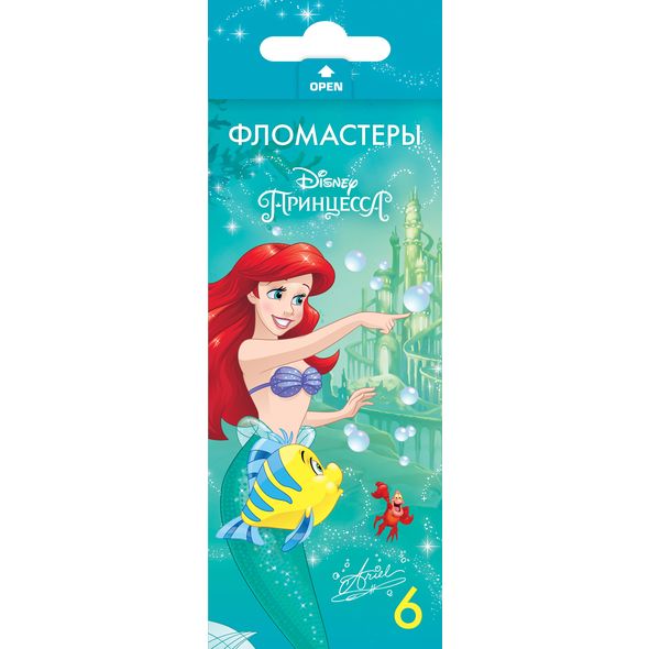 Фломастеры 6 цв. "Принцессы-( DISNEY)" в карт.к. BFk_06115 1/24