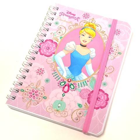 Записная книжка А6 80л гребень "Принцессы- ( DISNEY)" на резинке клетка 80ЗК6Bр1гр 1/96