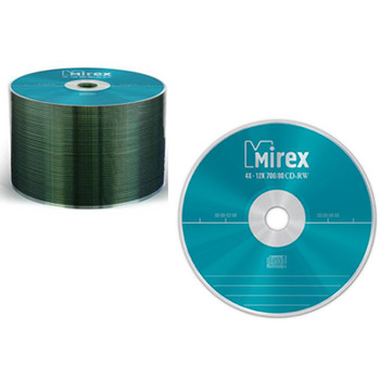 Диск CD-RW " Mirex " 700 Мб 4X-12X Cake box 50шт
