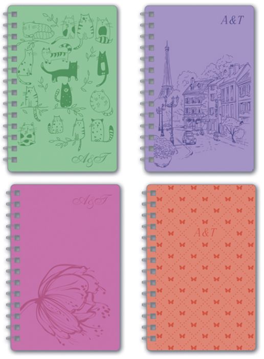 Тел.книга /72л,85х128,алфав.вырубка,на спирали ассорти 45500