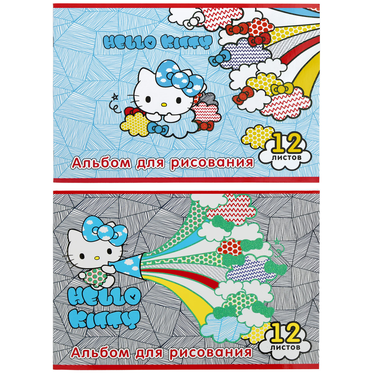 Альбом 12 л. А4 "HELLO KITTY" уф-лак, блёстки" HKO-AA-12-4 1/50