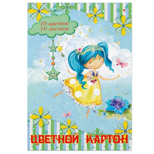 Картон цв. А4 10л. 10цв."Мультики" 82697 1/35
