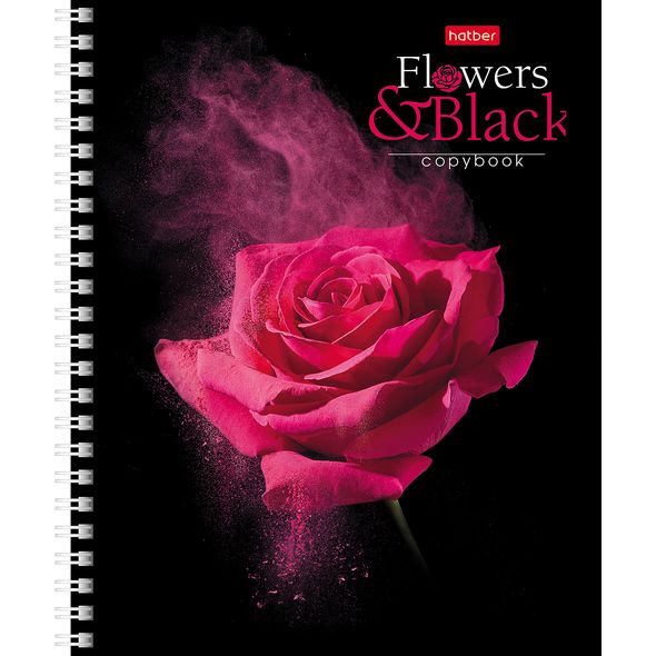 Тетрадь 96л. А5 гребень "Flower on black" клетка ассорти 96Т5В1гр 1/48