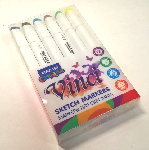 Маркер для скетчинга VINCI MAIN COLORS(основн.) 12цв. в наборе арт.М-6011-12