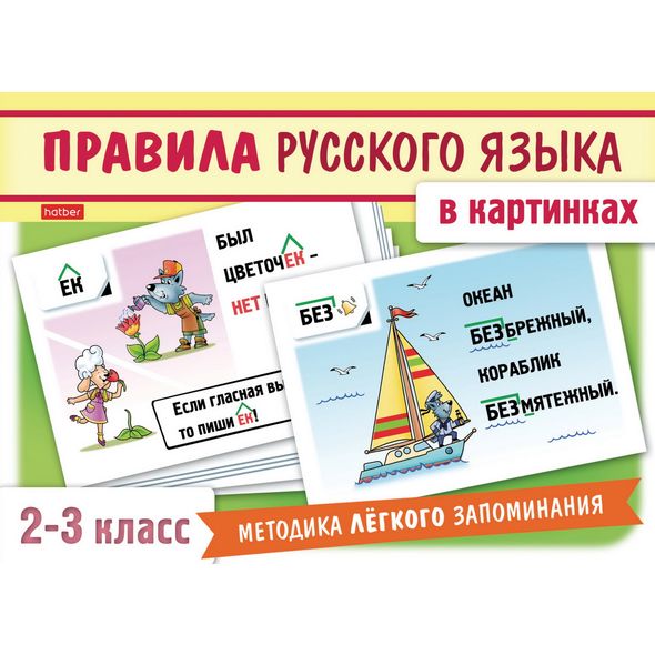 Набор карточек 24шт -Правила русского языка в картинках- для 2-3 класса 12Х17см НП_22412
