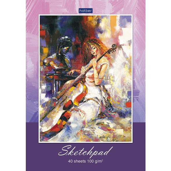 Скетчпад А5 40л. -Lilac dreams- 100г/кв.м отрывная склейка 40Б5лAк 1/4