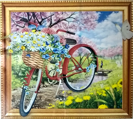 Алмазная мозаика 5D "ВЕЛОСИПЕД С КОРЗИНОЙ", 40*50см LT0480