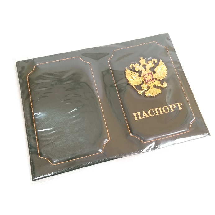 Обложка для паспорта кожа герб металл ассорти