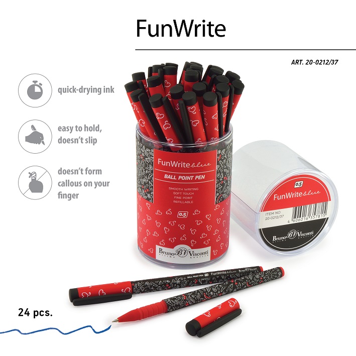 РУЧКА "FunWrite. Ягодки-малинки" ШАРИКОВАЯ 0.5 ММ, СИНЯЯ 20-0212/37 1/24