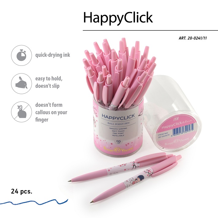 РУЧКА "HappyClick. Сакура. Романтика" ШАРИКОВАЯ 0.5 ММ, СИНЯЯ 20-0241/11 1/24