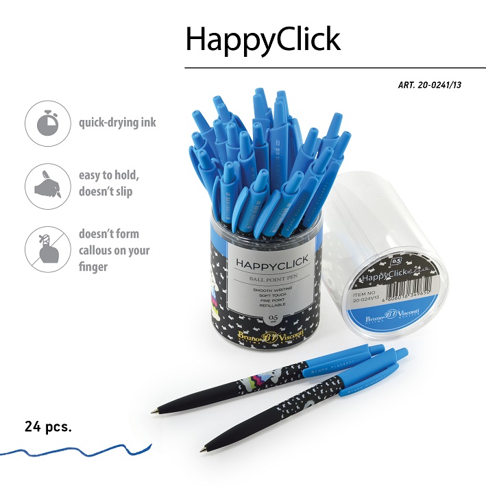РУЧКА "HappyClick. Щеночек" ШАРИКОВАЯ 0.5 ММ, СИНЯЯ 20-0241/13 1/24