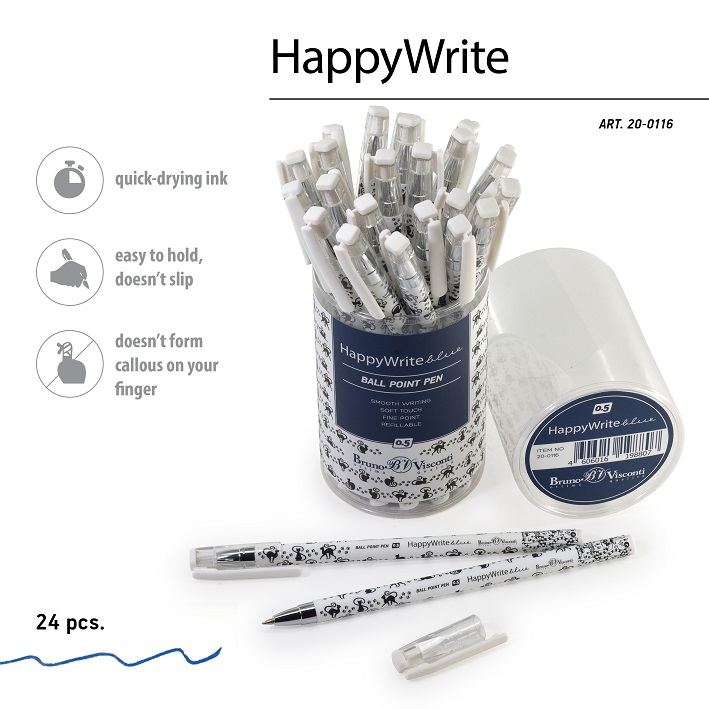 РУЧКА "HappyWrite. Кошка-силуэт" 0,5мм 20-0116 1/24