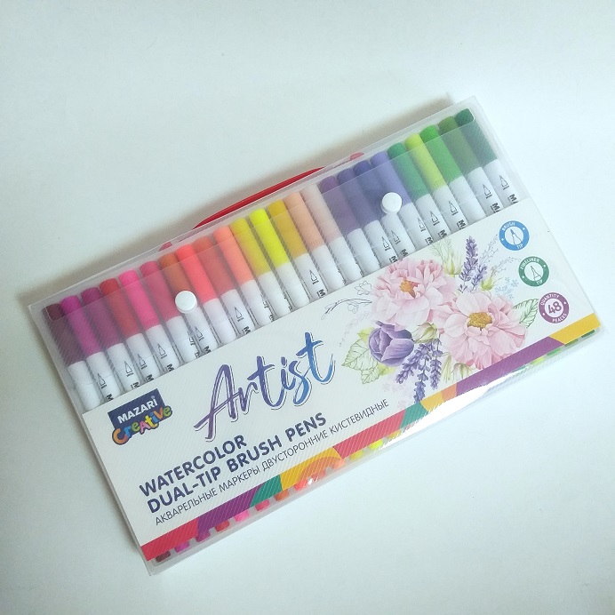 Маркер акварельный двустор. ARTIST набор 48цв кисть/перо арт.М-5089-48