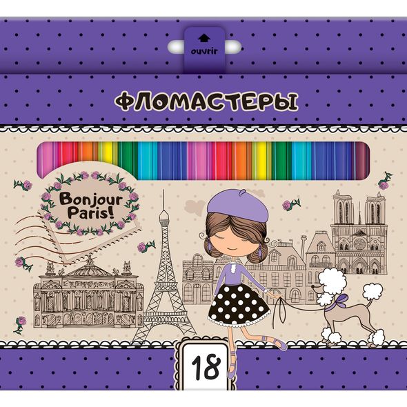 Фломастеры 18 цв. "Парижанка" картон.к. BFk_18116 1/12