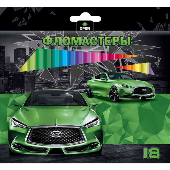 Фломастеры 18 цв. "Крутые Тачки" картон.короб. BFk_18860 1/12