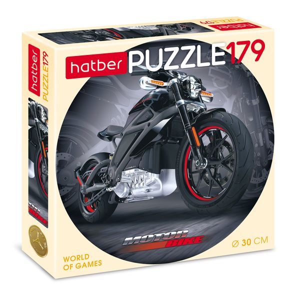 Пазлы 179эл. круглые d300мм -Black motorbike- 179ПЗк4_13407