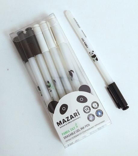 Ручка гелевая СИНЯЯ пиши-стирай PANDA DAY, игольч.н. 0,5мм цв.пластик.к. М-5343-70 1/12