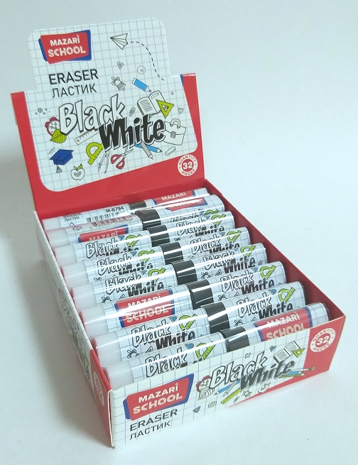 Ластик "BLACK/WHITE" винил треуг. М-6794 1/32