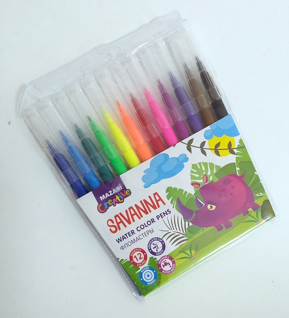 Фломастеры 12цв. " SAVANNA" ПВХ вент.к. М-5074-12