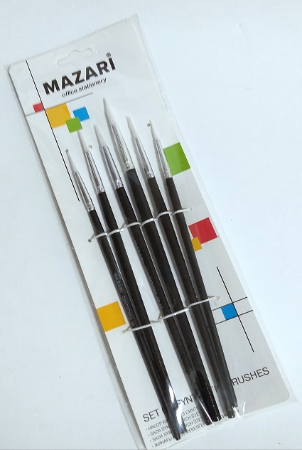 Набор кистей из нейлона 6шт., №1, 2, 3, 4, 5,6 М-5154 1/12
