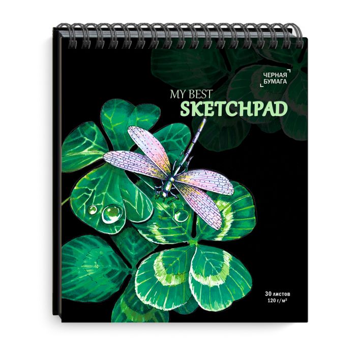 Скетчпад 168*195 СТРЕКОЗА 30л. черная бумага 120 г/м2, арт. 50818