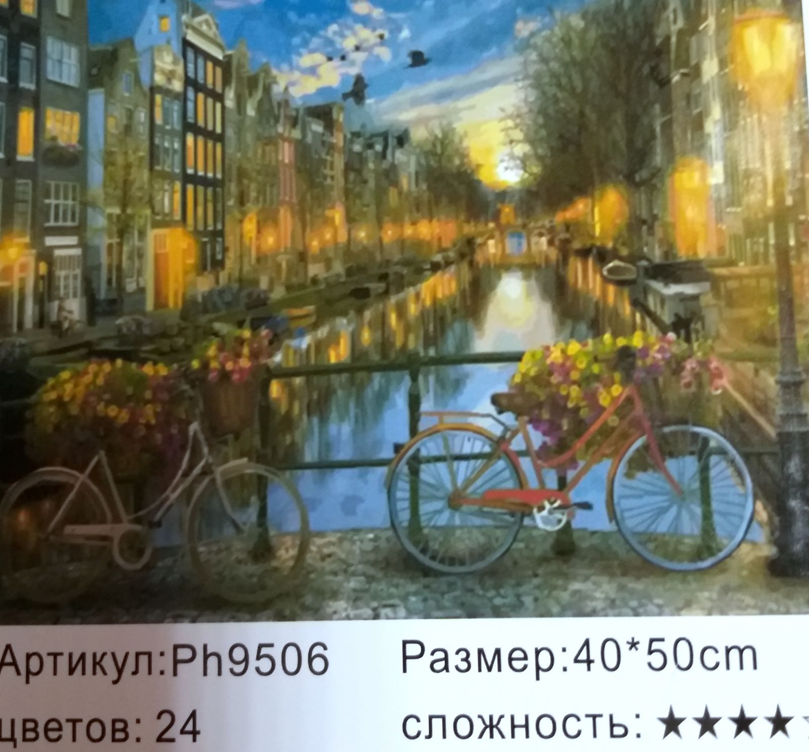 Картина 40х50 см, ПРОГУЛКА НА ВЕЛОСИПЕДАХ для раскрашивания по номерам арт.PH9506