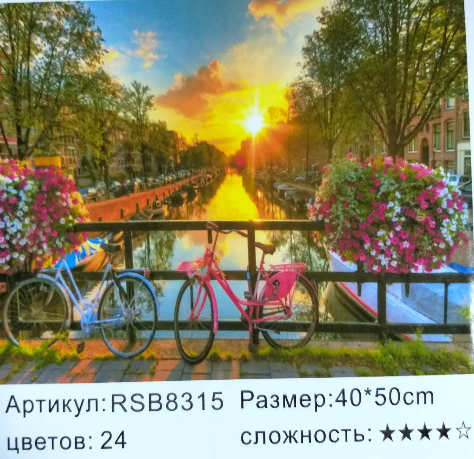 Картина 40х50 см, ПРОГУЛКА НА ВЕЛОСИПЕДАХ для раскрашивания по номерам арт.RSB8315