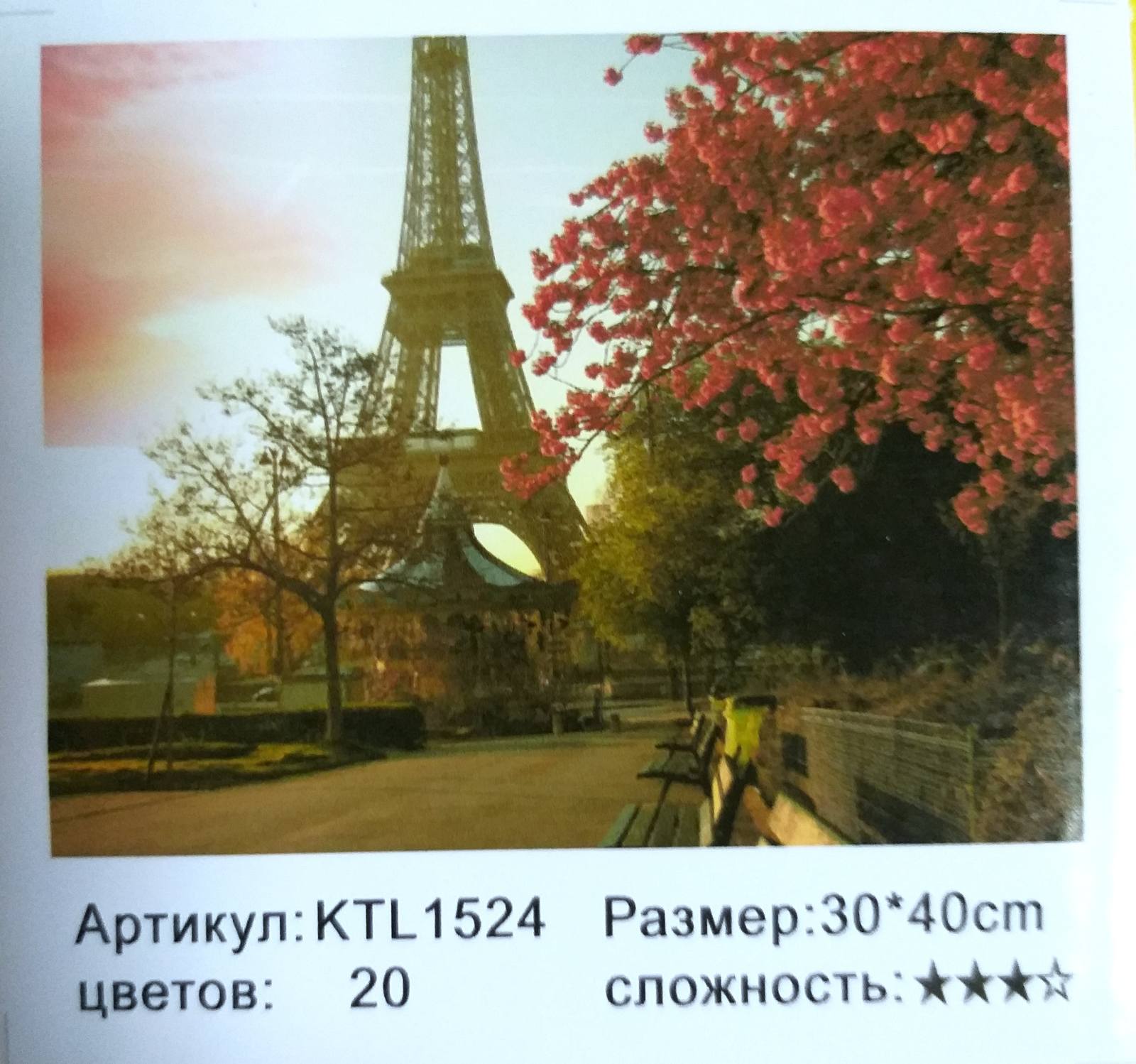 Картина 30х40 см, ВЕСНА В ПАРИЖЕ для раскрашивания по номерам KTL1524