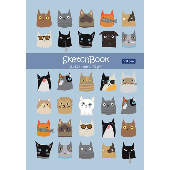 Скетчбук А5 7БЦ 80л, "CATs" 80ББ5A_21042 2/16