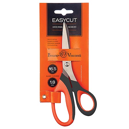 Ножницы 16,5см Easycut металлические, эргономичные ручки, с резиновыми вставками 60-0004