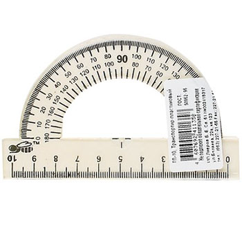 Транспортир, 180°/10см, пластик арт.ТП-10   1/20