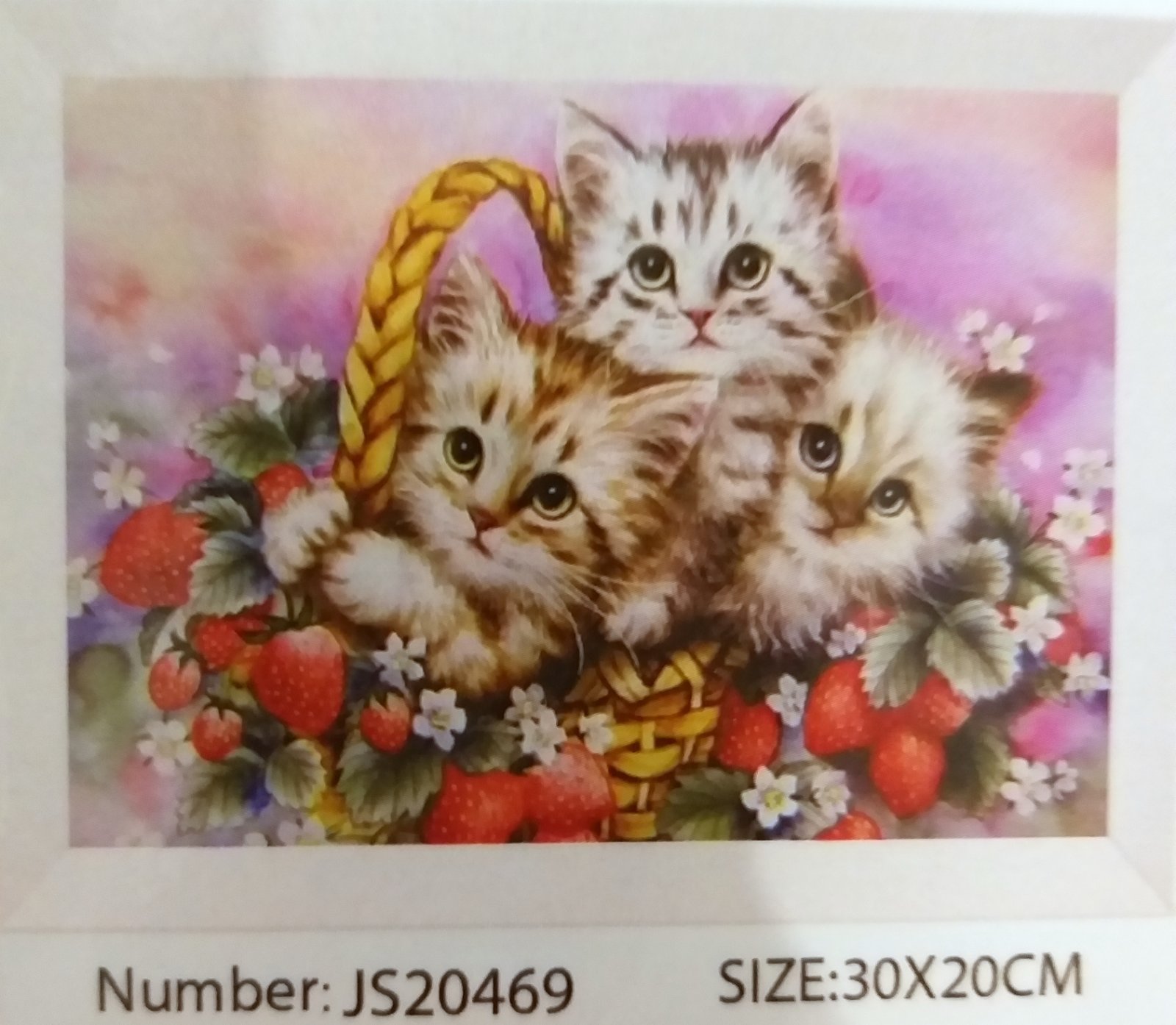 Алмазная мозаика 20*30см КОТЯТА В КЛУБНИКЕ арт.JS20469