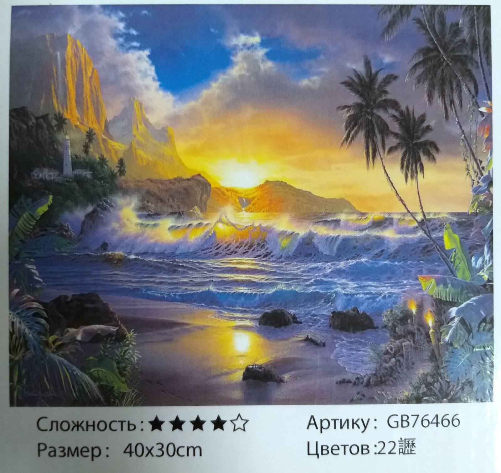Алмазная мозаика 30*40см ДИКИЙ ПЛЯЖ арт.GB76466