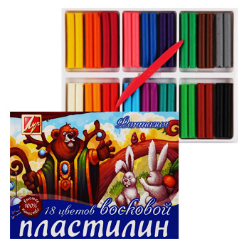 Пластилин восковой 18 цв. -Фантазия-210г со стеком 25С1524-08