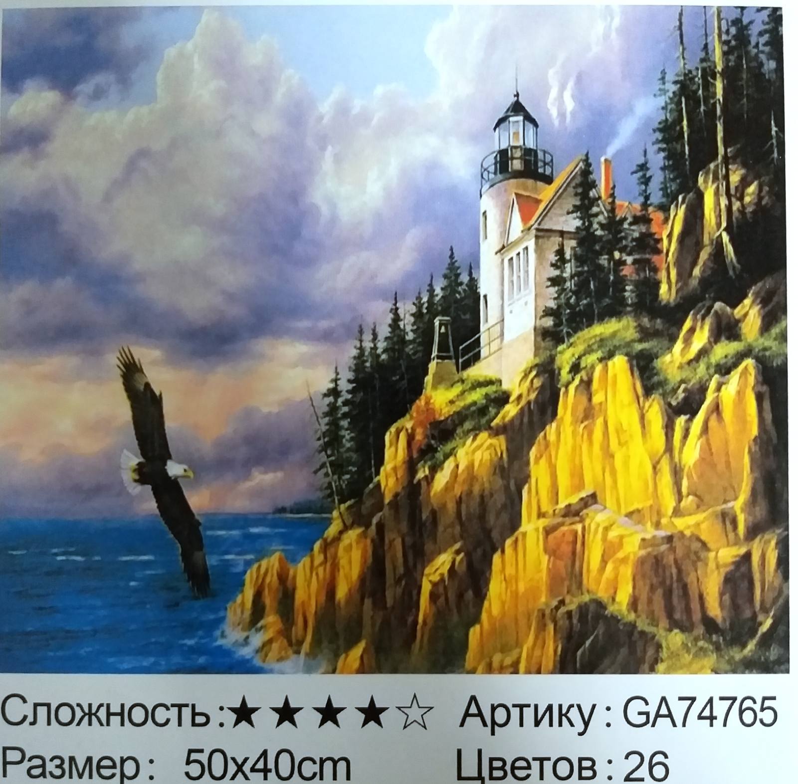 Алмазная мозаика "ПОЛЕТ ОРЛА" 40*50см 3D арт.GA74765