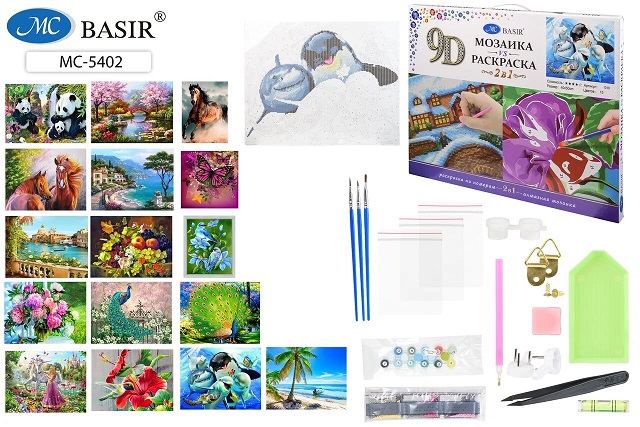 Алмазная мозаика 50*40 + раскраска по номерам 9D АССОРТИ МС-5402