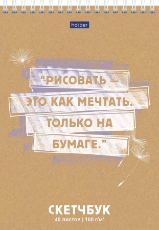Скетчбук А5 40л, гребень " Рисовать - это как мечтать!"с пошагов.эскизами 40Б5Aгр_24088 1/4/56
