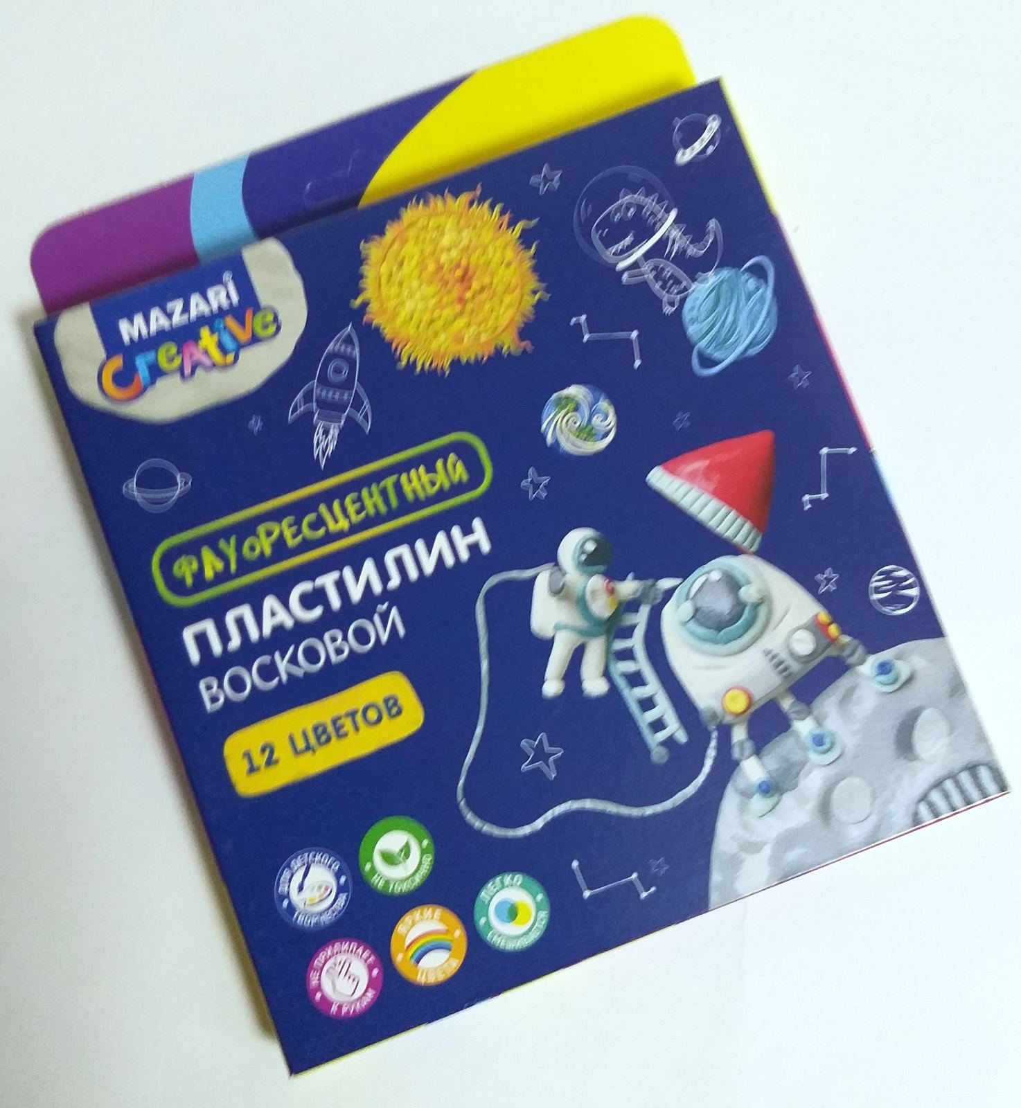 Пластилин восковой 12цв, фюо 180гр М-2147-12 1/19