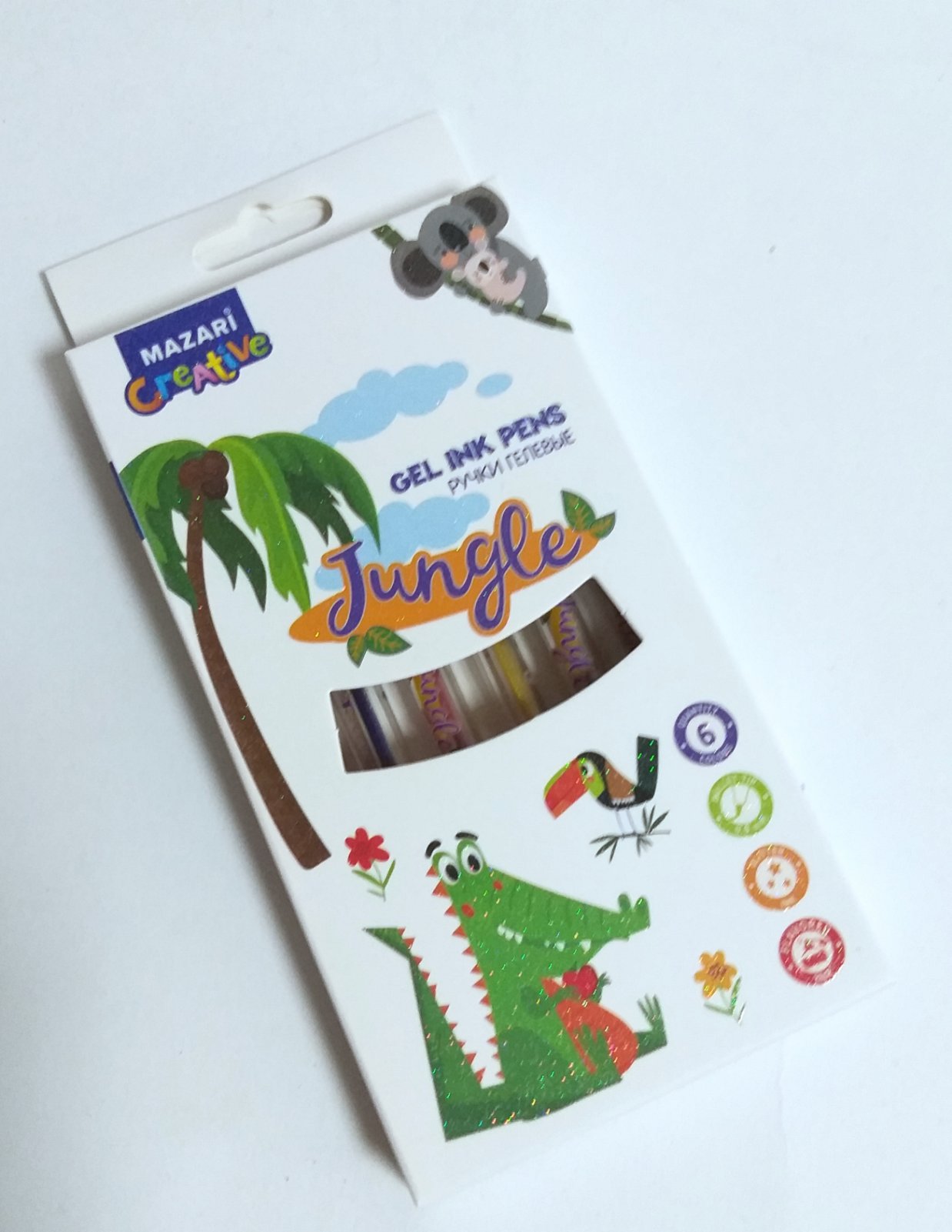 Набор гелевых ручек 6цв. JUNGLE с блестк.аромат М-5426-6